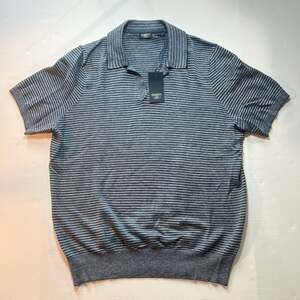 NWT Faherty Reserve SS Linen Sweater Polo Cayman Navy Feeder Size L
